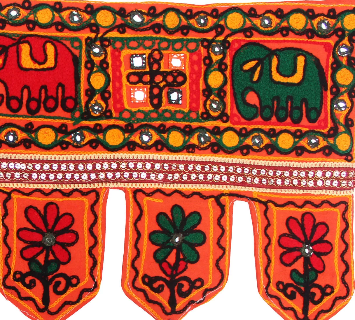 India Wall Door Hanging Toran Indian Tapestry Home Decor (Orange, 34 x 13 inches)