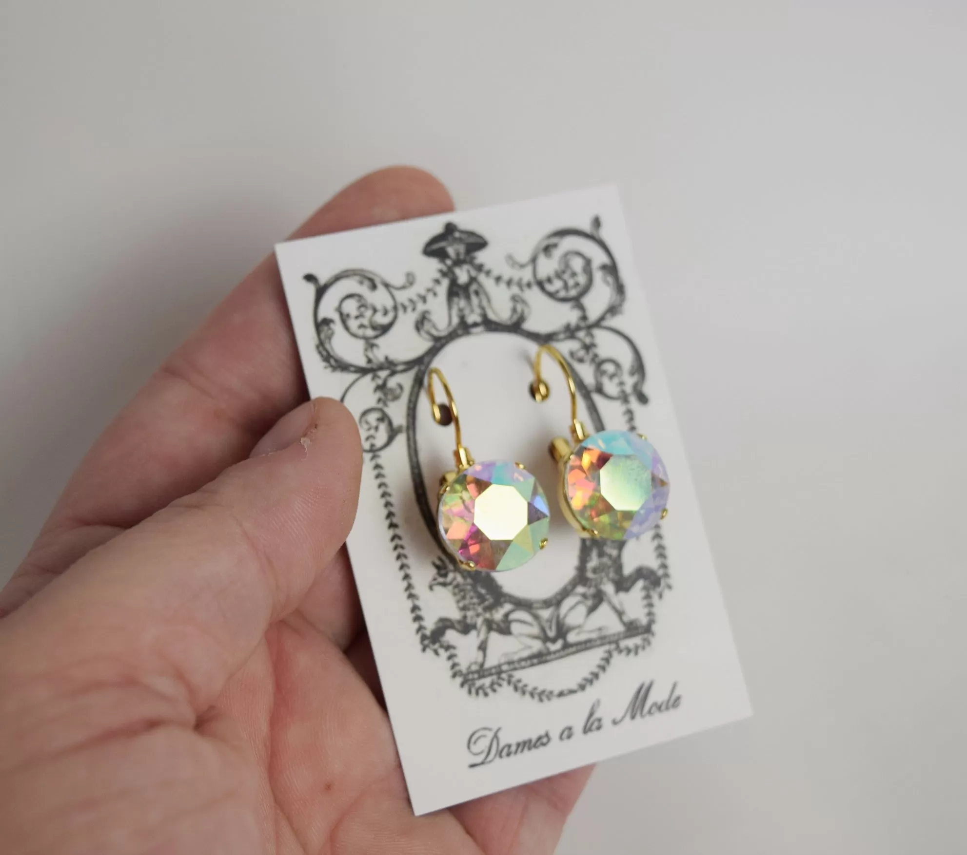 Iridescent Aurora Borealis Earrings - Medium Round