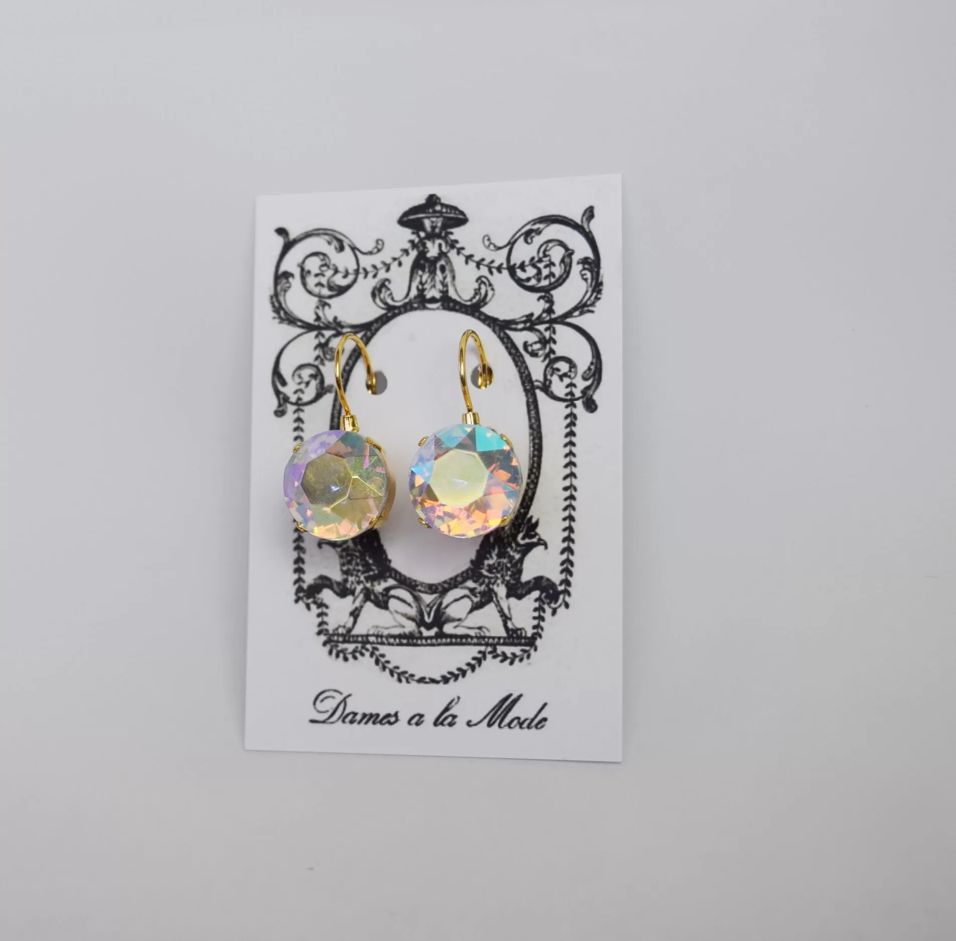 Iridescent Aurora Borealis Earrings - Medium Round