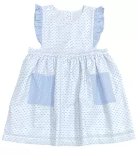 James & Lottie - Blue Swiss Dot Dress with Blue Gingham Pockets Margaret Dress