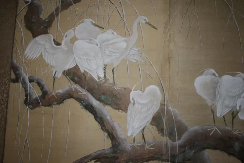 Japanese Edo Period Screen with Cranes