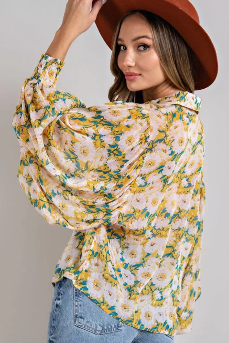 Jezabelle Floral Print Balloon Sleeve Blouse