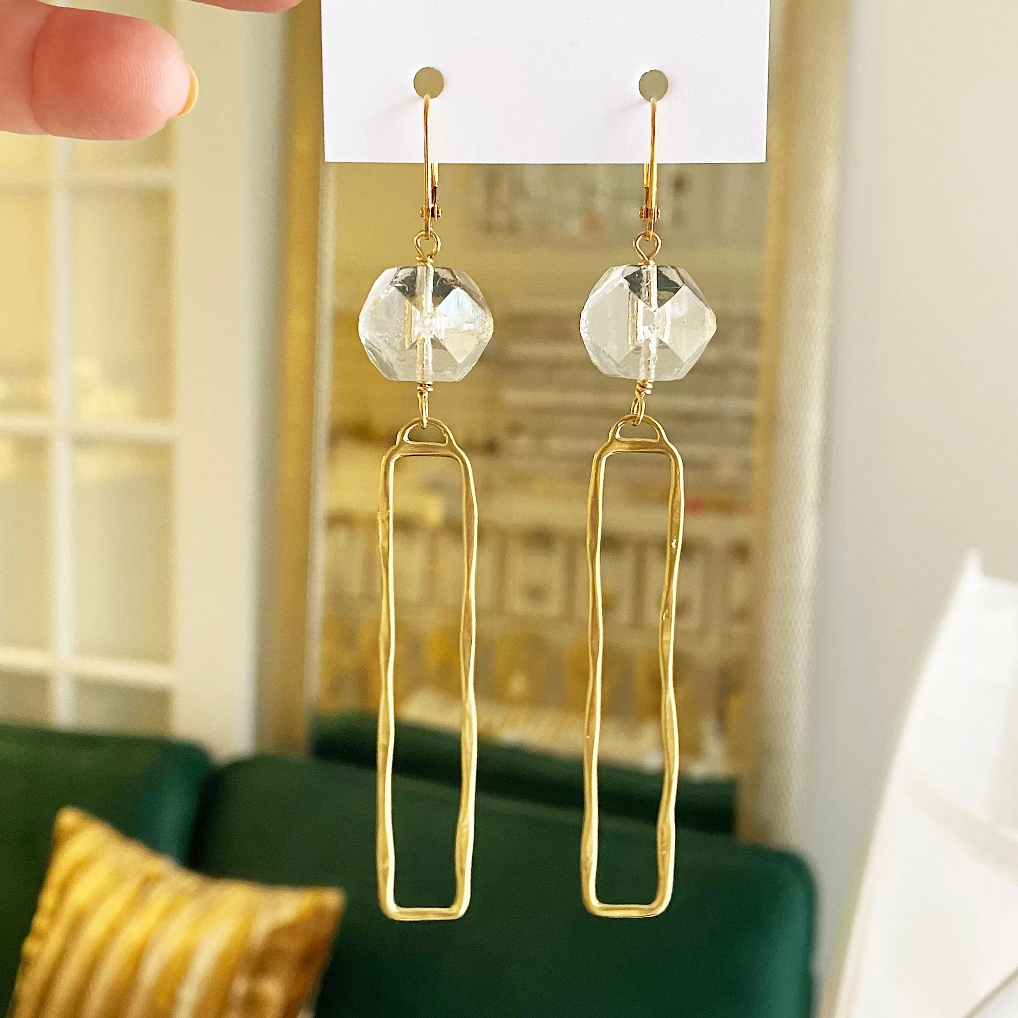 JINAN minimalist long gold earrings