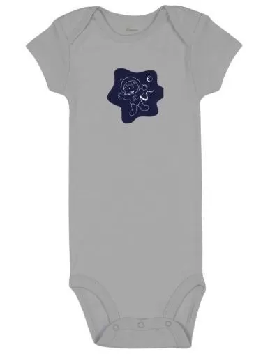 Kaarpas Premium Organic Cotton 2 Piece Astronauts & Spaceship Print Bodysuit Onesie & Pant Set Grey & Blue (KAON1024) (Certified ORGANIC) - 1 Pc (18 To 24 Months)