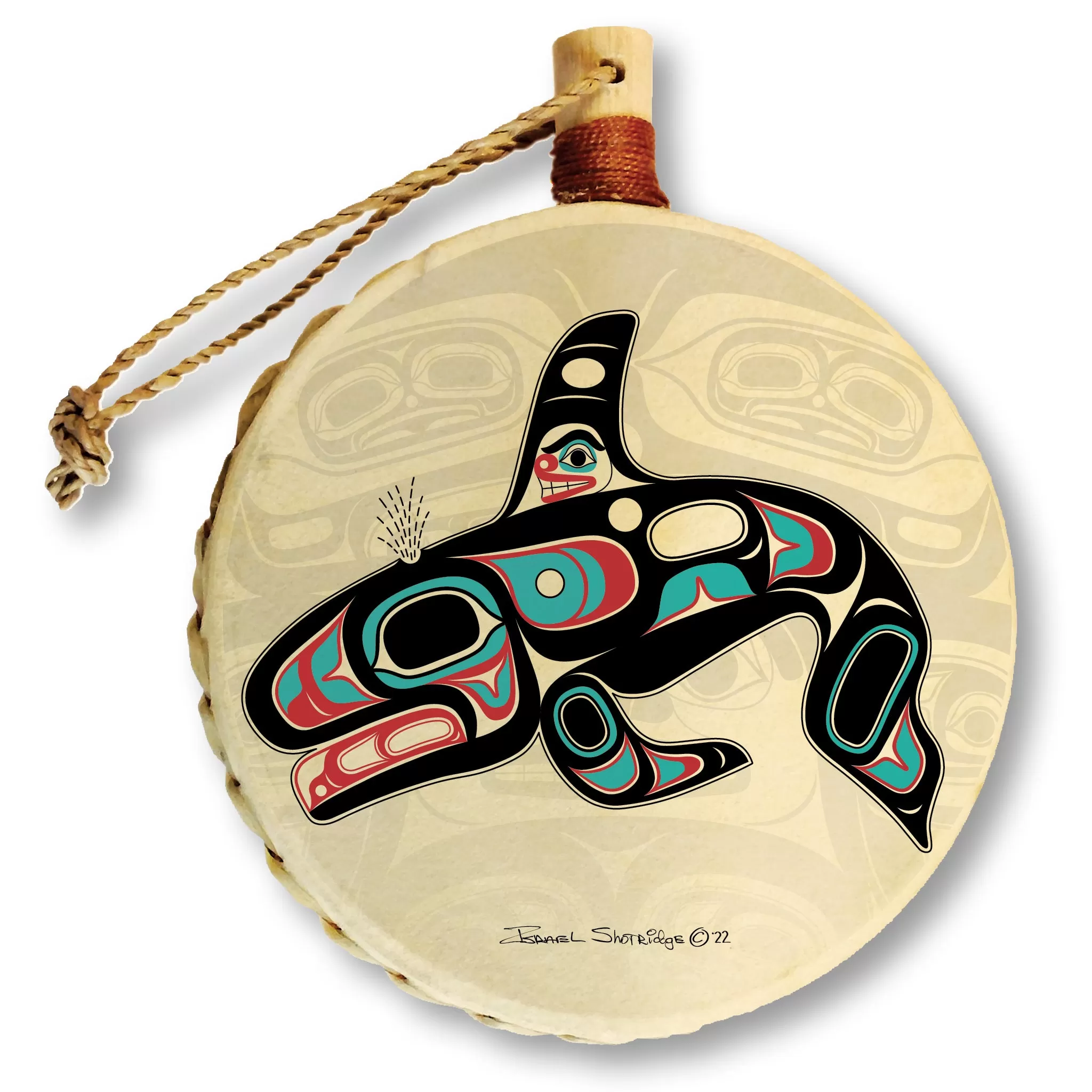 Killer Whale & House Screen - Holiday Drum Ornament