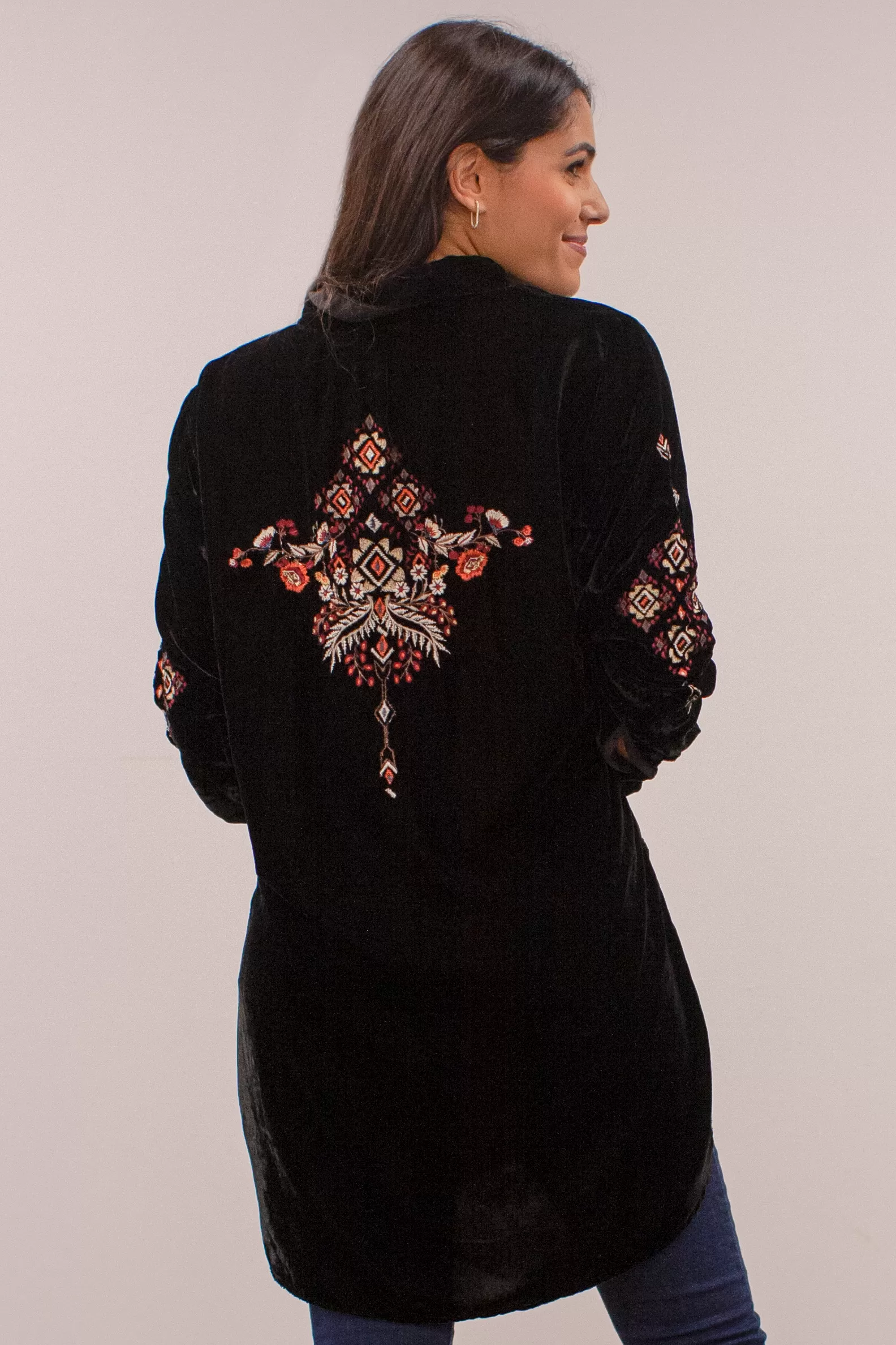 Kyla Seo Ginnie tunic, embroidered velvet