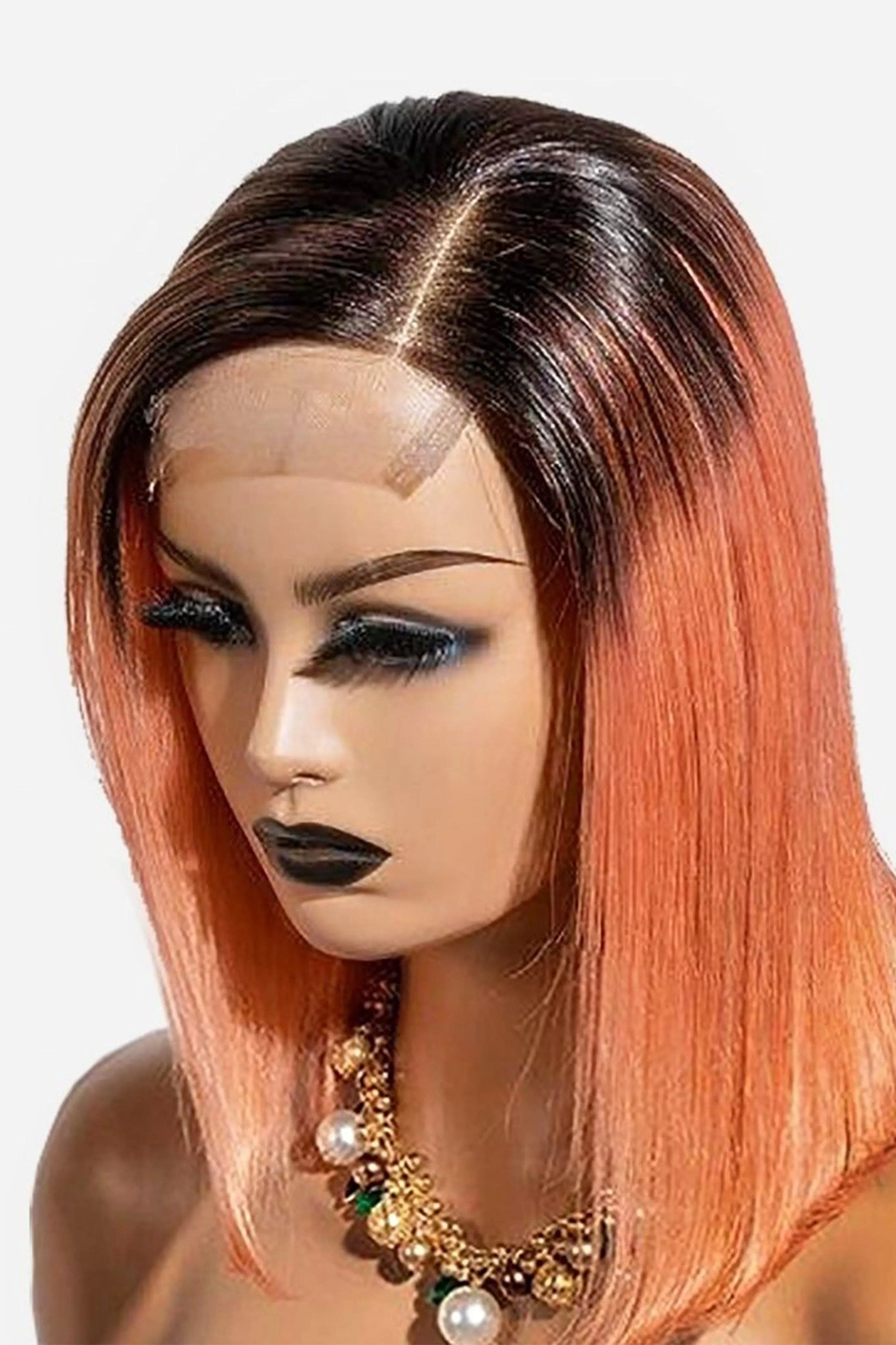 Lace Front Brazilian Bob Over Straight Short Wigs