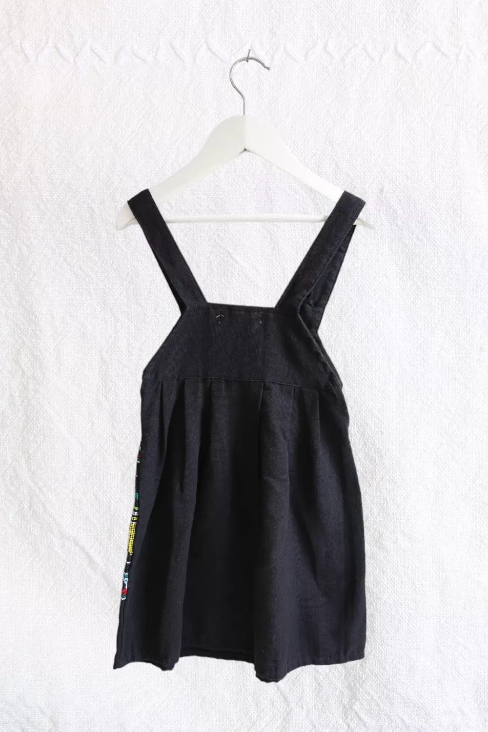 LAS NIAS KIDS MEXICAN EMBROIDERED HUIPIL BLACK DRESS