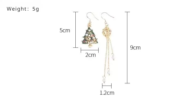 Long Tassel Earrings Christmas Tree Ear Clip LJC34