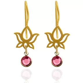 Lotus Flower Earrings with Swarovski Crystal - Gold