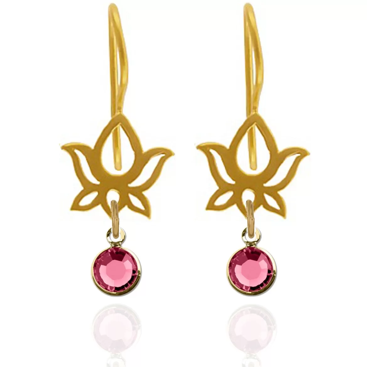 Lotus Flower Earrings with Swarovski Crystal - Gold