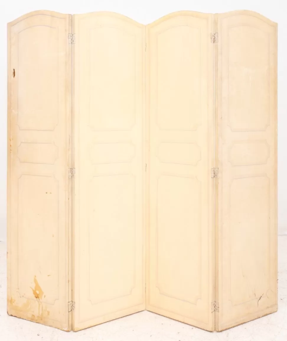 Louis XVI Architectural Painted 4 Panel Screen