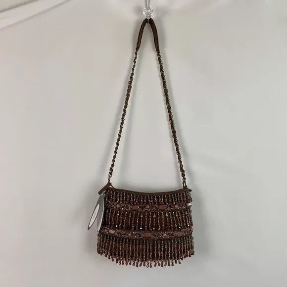 MaryFrancesNWT Brown Suede Beaded Bag with Certification of Mary Frances