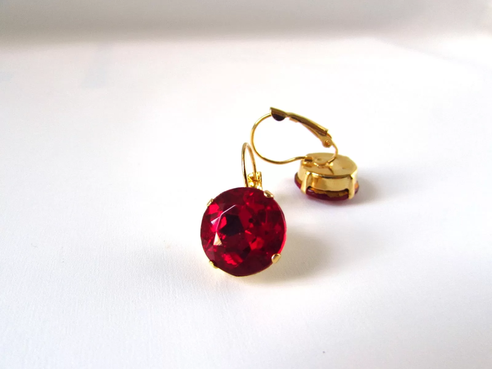 Medium Ruby Red Paste Glass Earrings