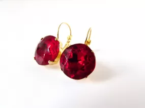 Medium Ruby Red Paste Glass Earrings