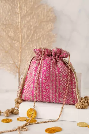 Mirai embroidered potli - Pink