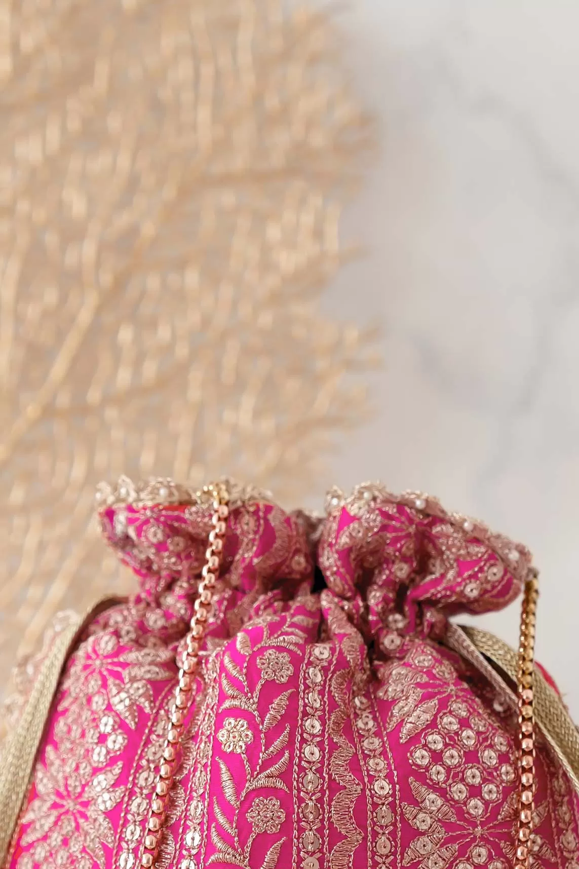 Mirai embroidered potli - Pink