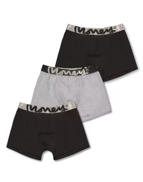 Money Clothing - 3 Pack Cotton Stretch Trunks - Black with Silver Waistband