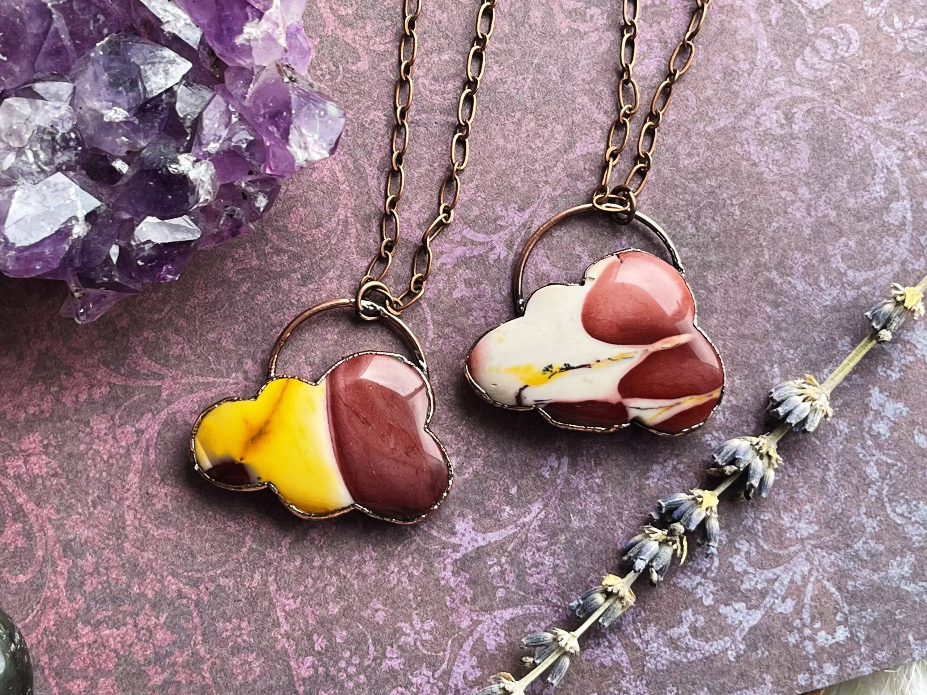 Mookaite sunset cloud necklace