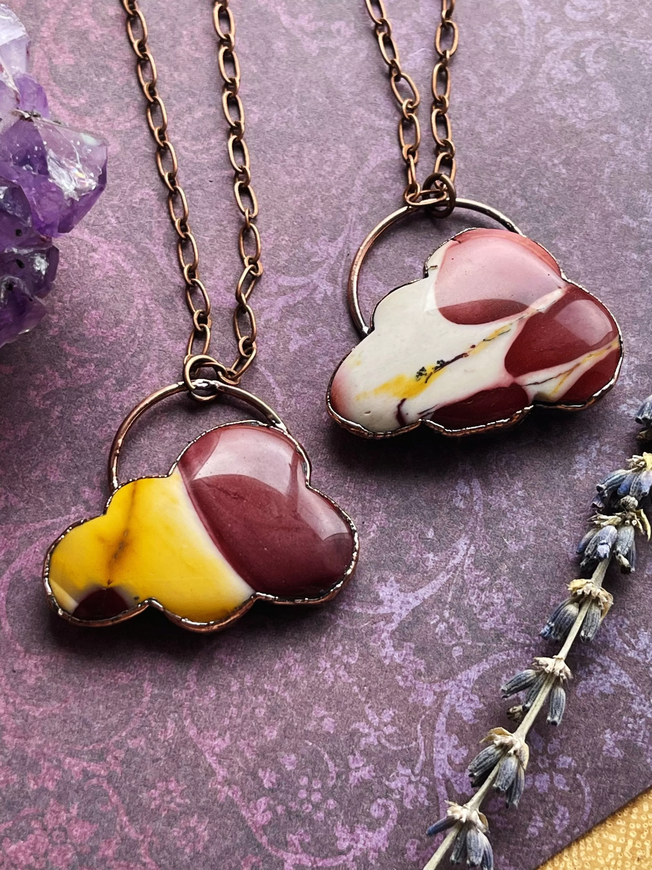 Mookaite sunset cloud necklace