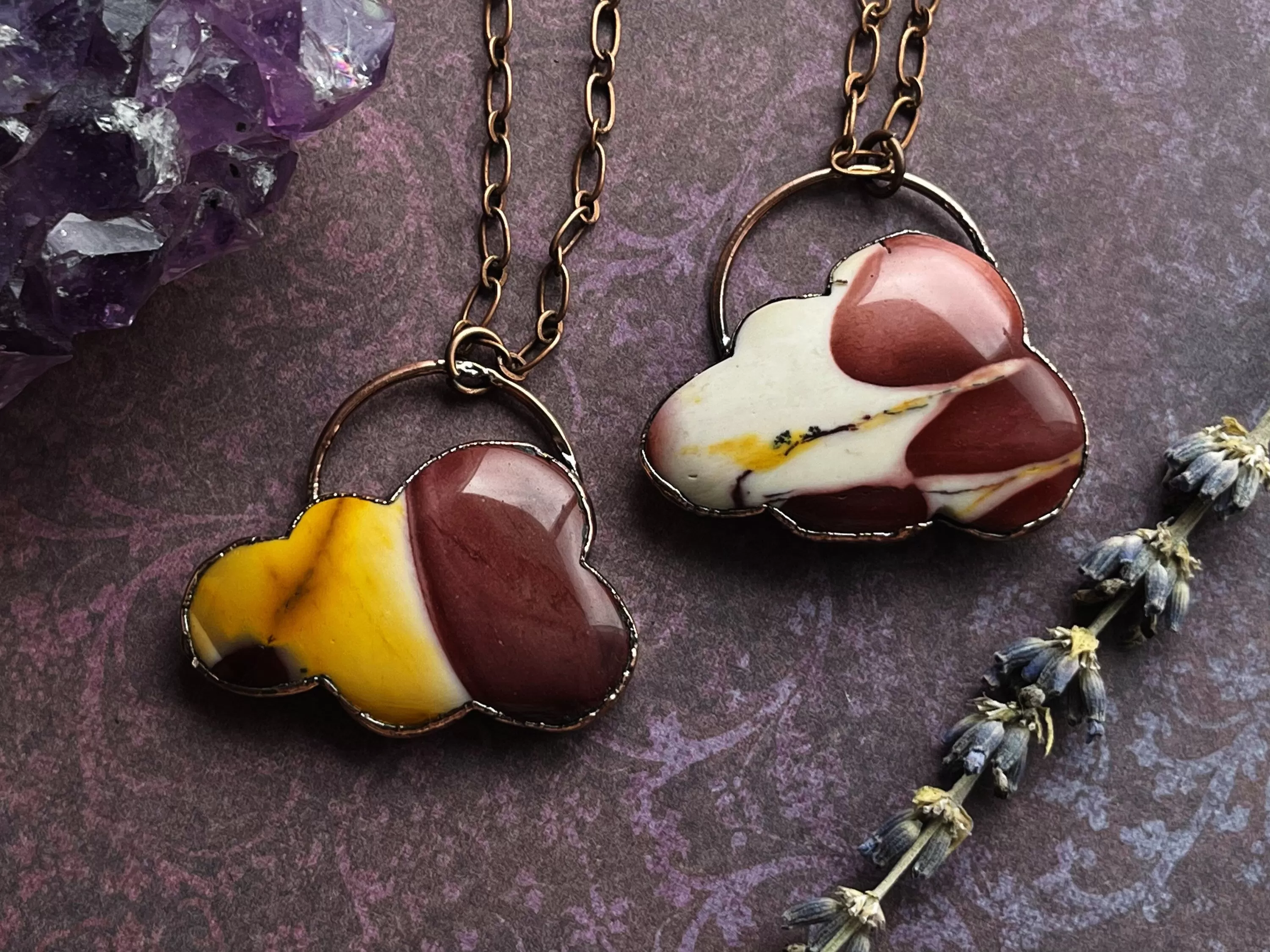 Mookaite sunset cloud necklace