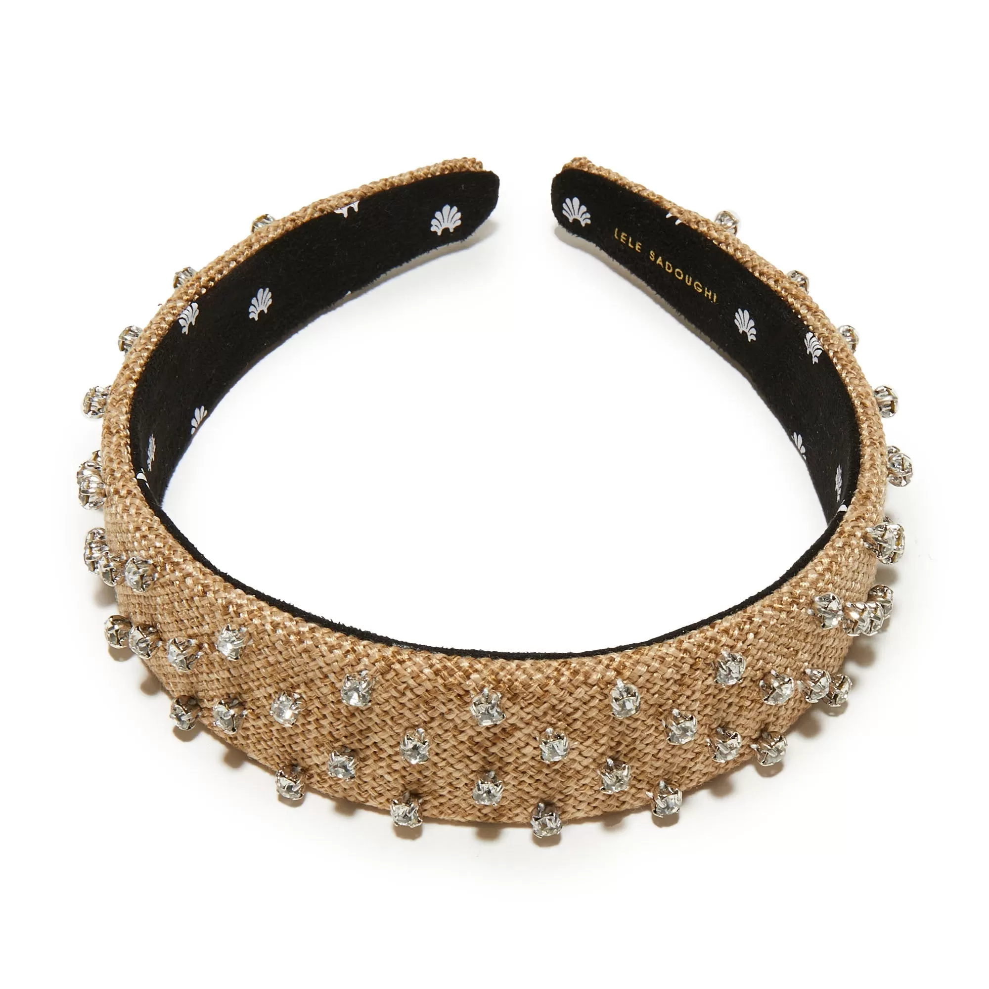 NATURAL CRYSTAL EMBELLISHED BESSETTE HEADBAND