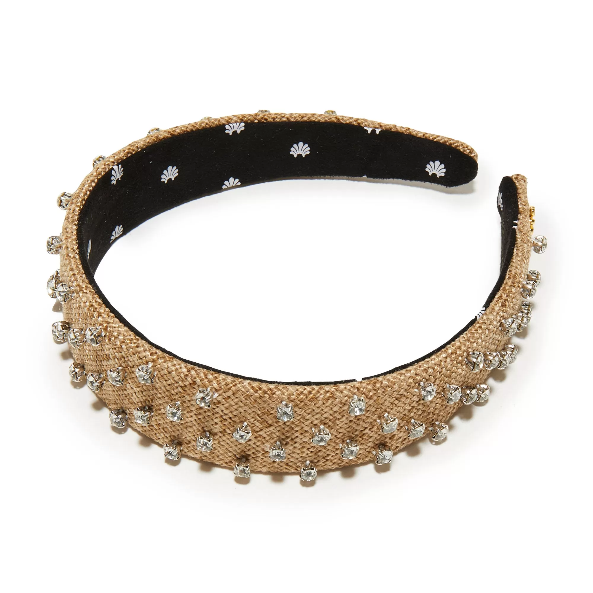 NATURAL CRYSTAL EMBELLISHED BESSETTE HEADBAND