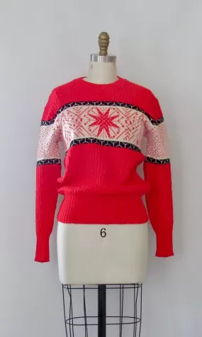 NEW YORK 1960s Sportswear Snowflake Pullover Sweater Top, Mens Small