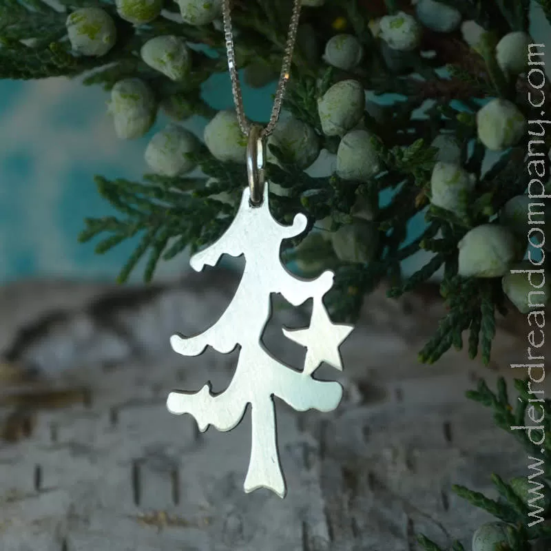 O Tannenbaum Christmas Tree Necklace in Silver