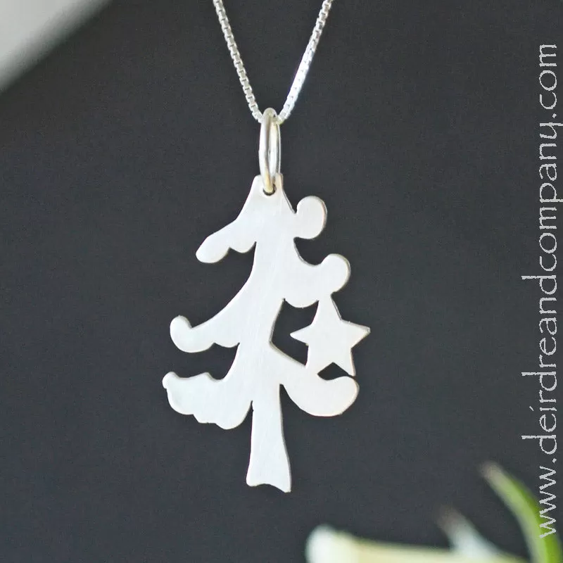 O Tannenbaum Christmas Tree Necklace in Silver