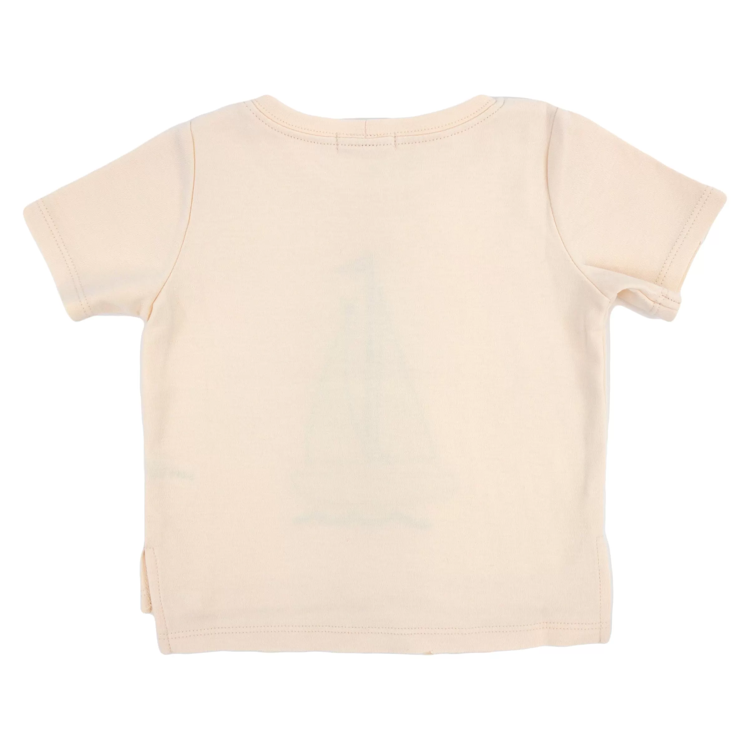 oh baby! Raw Edge Short Sleeve Cotton Slub Tee - Denim Sailboat Applique - Cashew