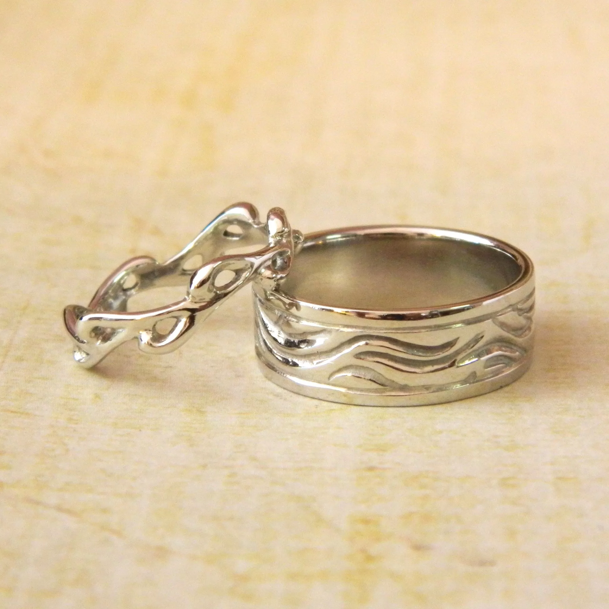 One of a kind wedding rings for Ryan and Karen