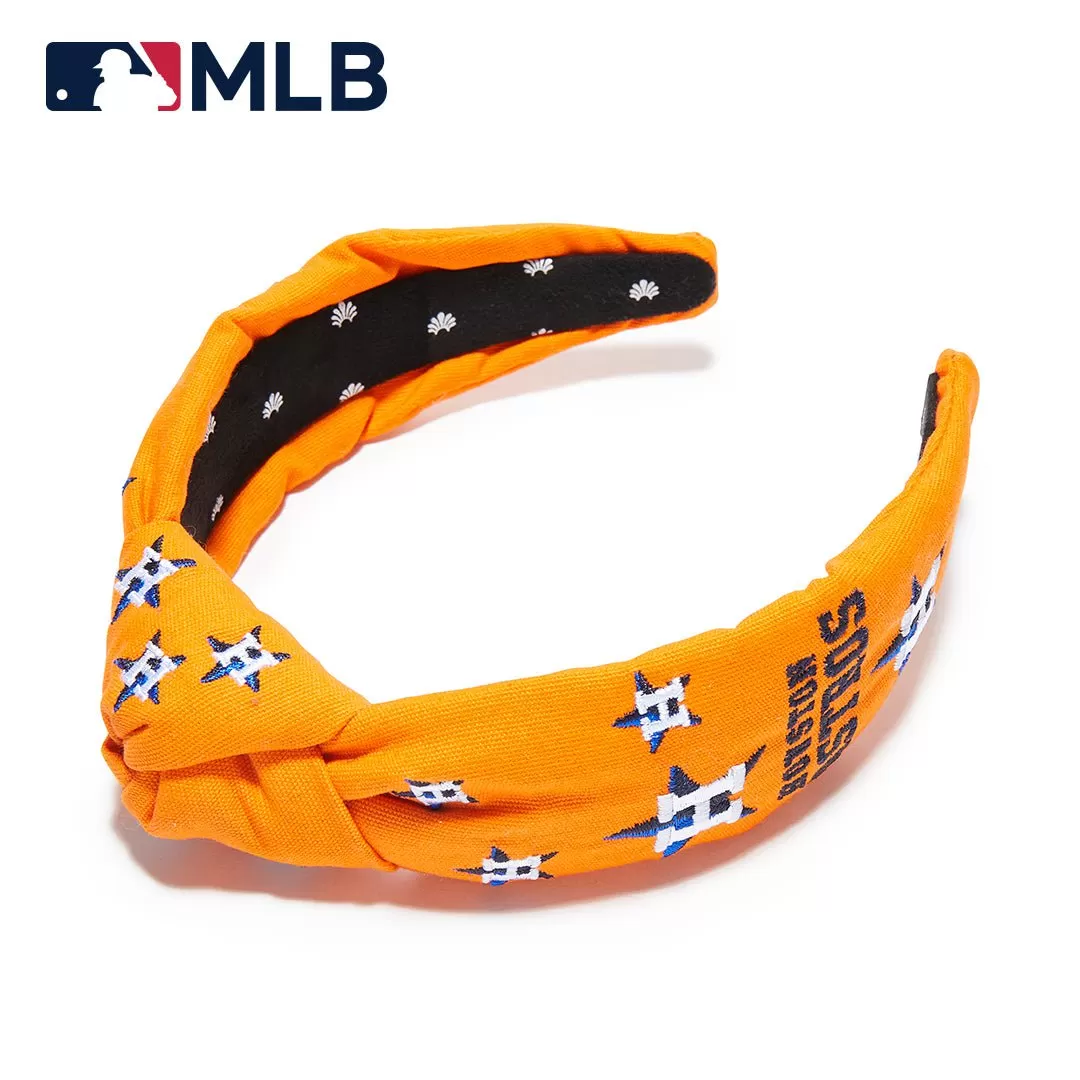 ORANGE HOUSTON ASTROS EMBROIDERED KNOTTED HEADBAND