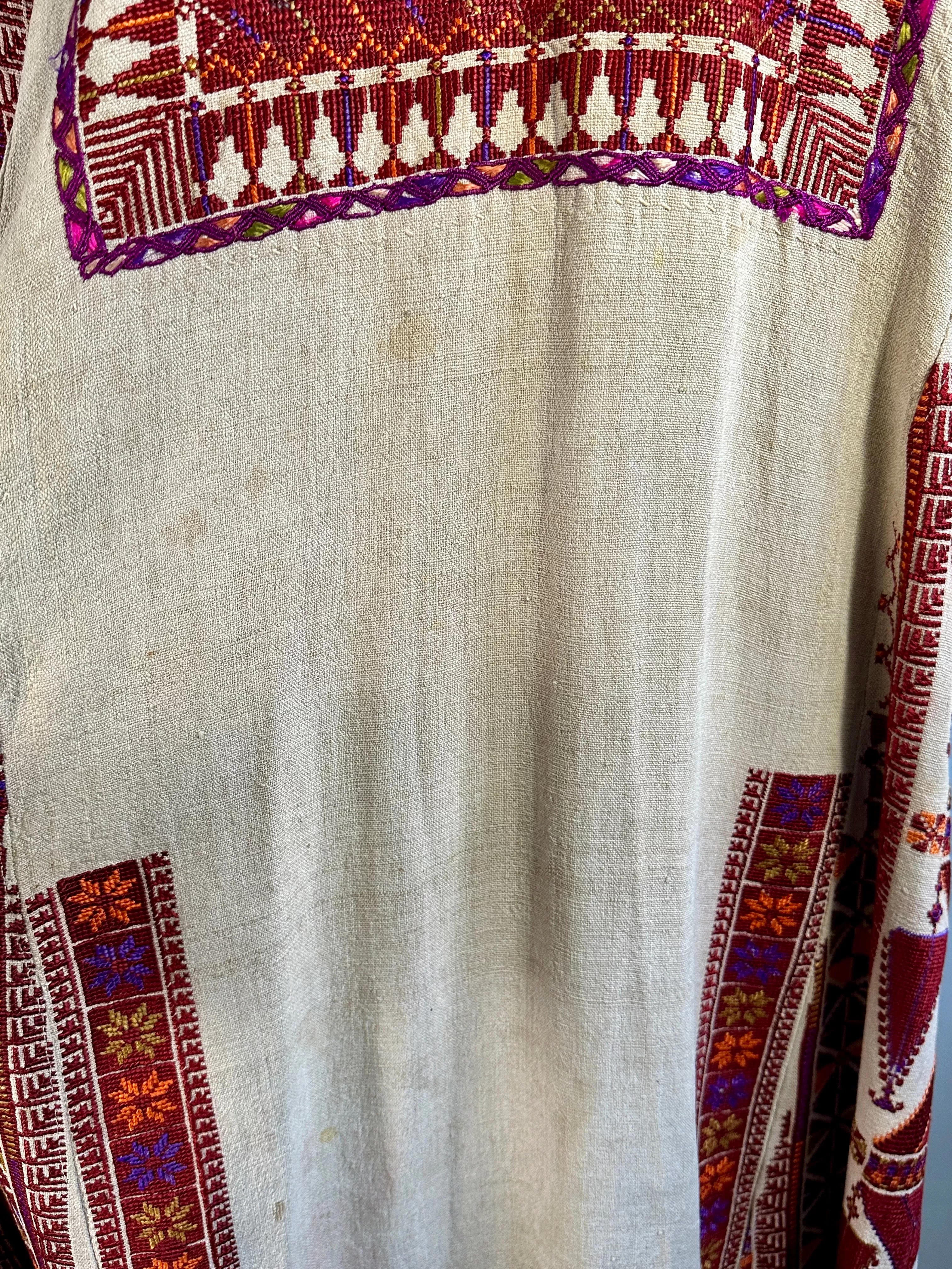 PALESTINIAN 30s 40s Hand Embroidered Dress  Small Medium