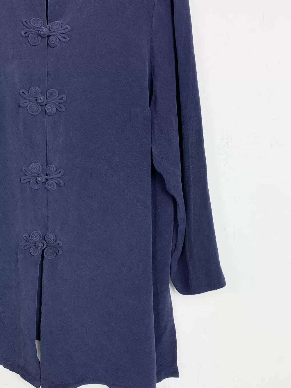 PapellToo Navy Silk Button Up Tunic