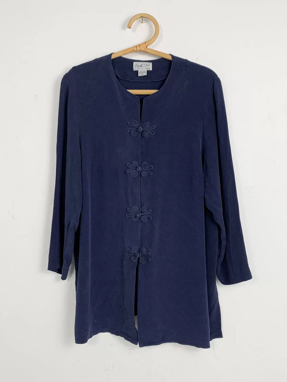 PapellToo Navy Silk Button Up Tunic