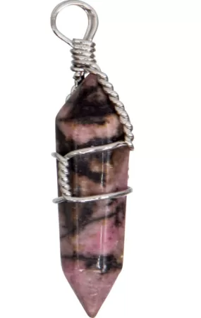 Pendant, Rhodonite Wire Wrappe