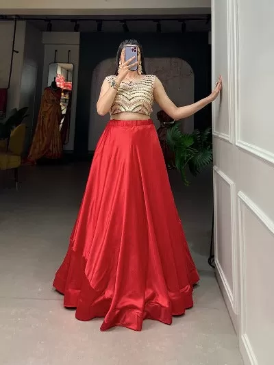 Pretty Satin Lehenga with Jimi Silk Blouse Stitched Ready to wear