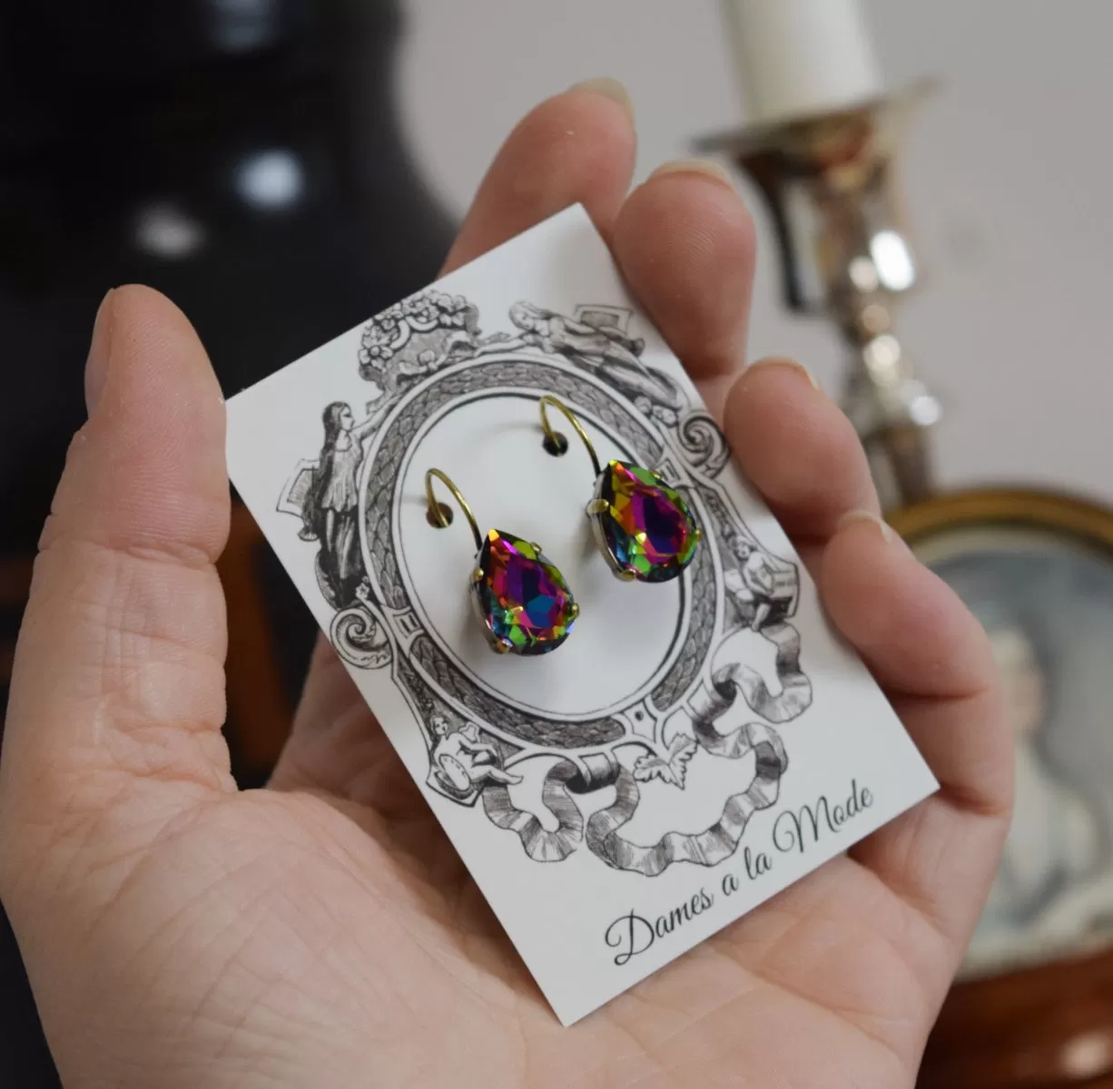 Rainbow Aurora Earrings - Medium Teardrop