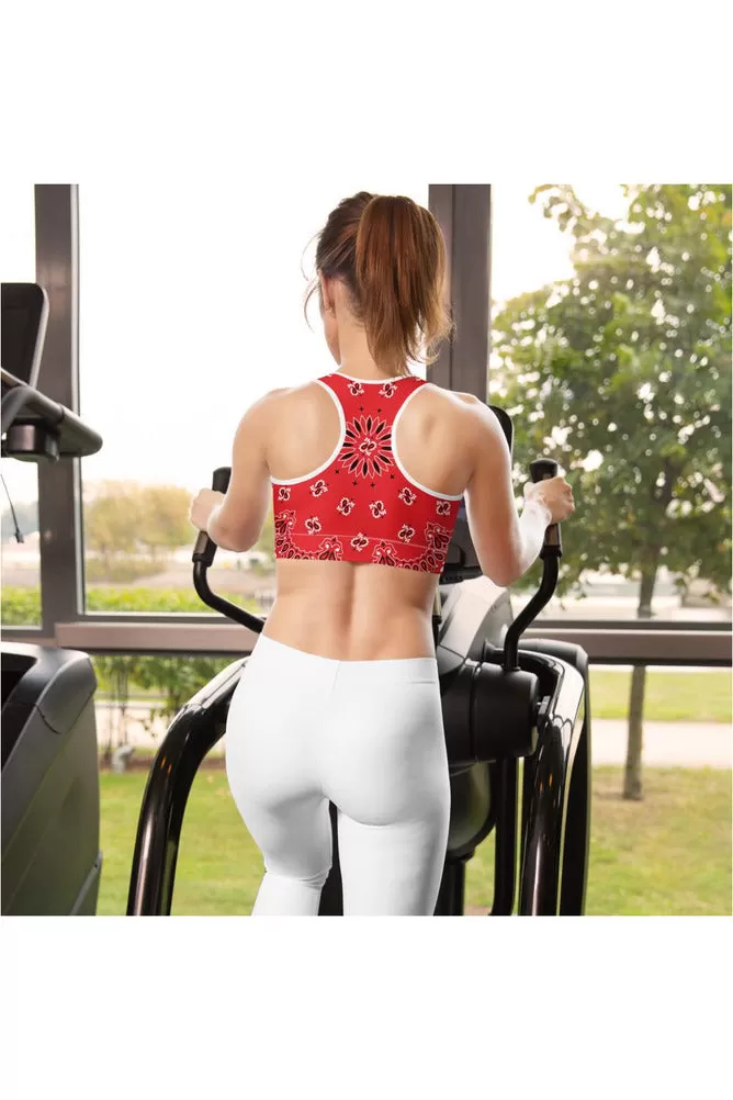 Red Bandana Padded Sports Bra