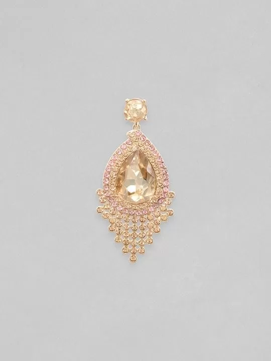 Rubans Gold-Plated Zircon Studded Drop Earrings