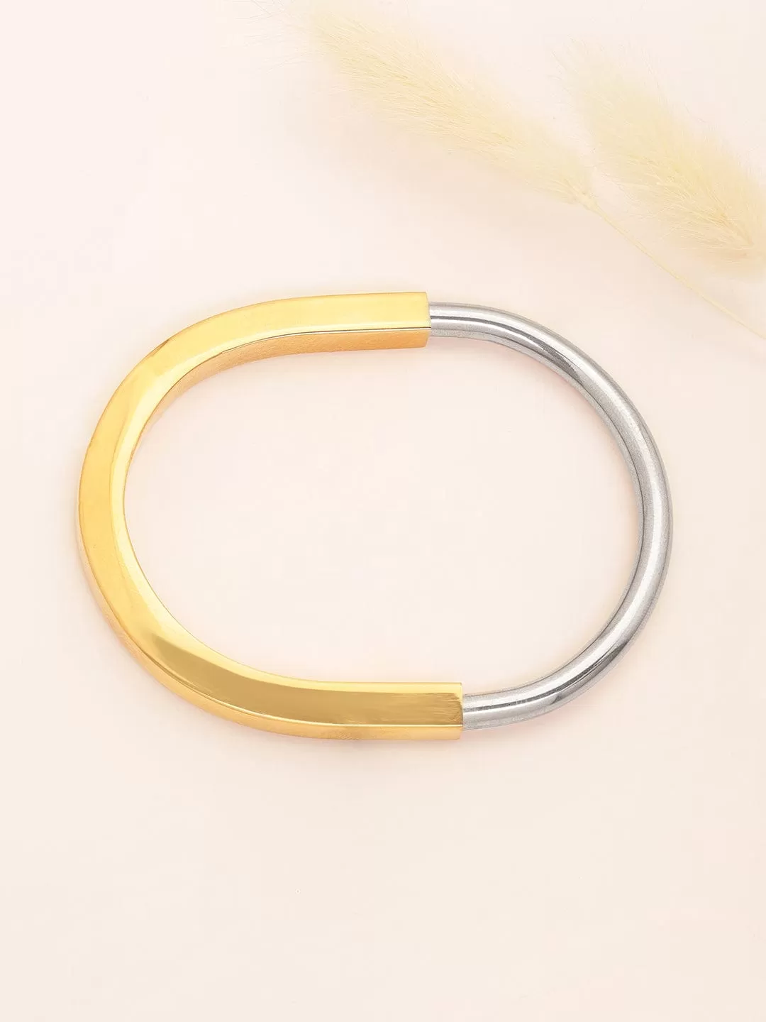 Rubans Voguish Stainless Steel  18 KT Gold Plated  Waterproof  tarnish-free  Domed Oval Lock Bracelet