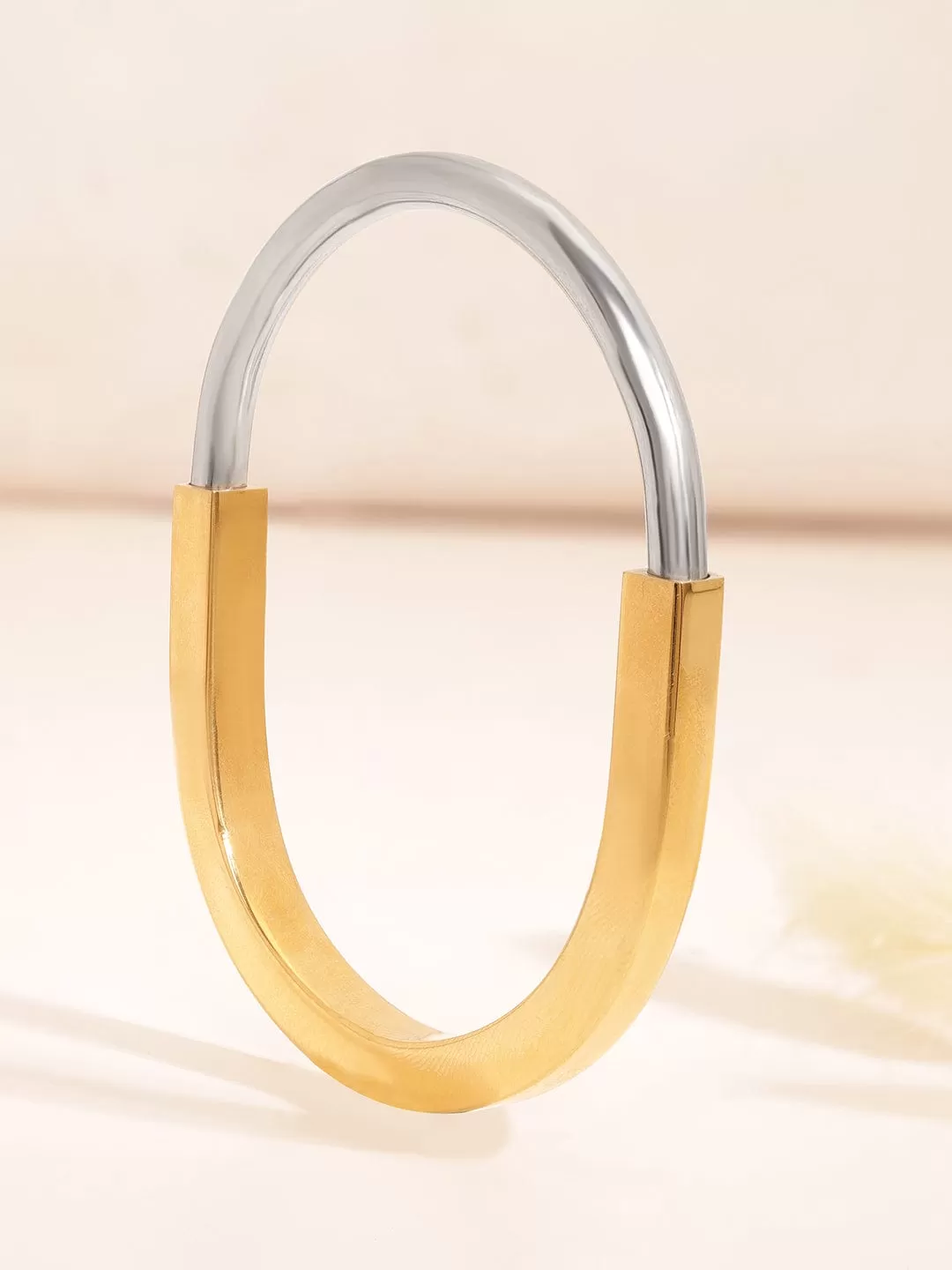 Rubans Voguish Stainless Steel  18 KT Gold Plated  Waterproof  tarnish-free  Domed Oval Lock Bracelet