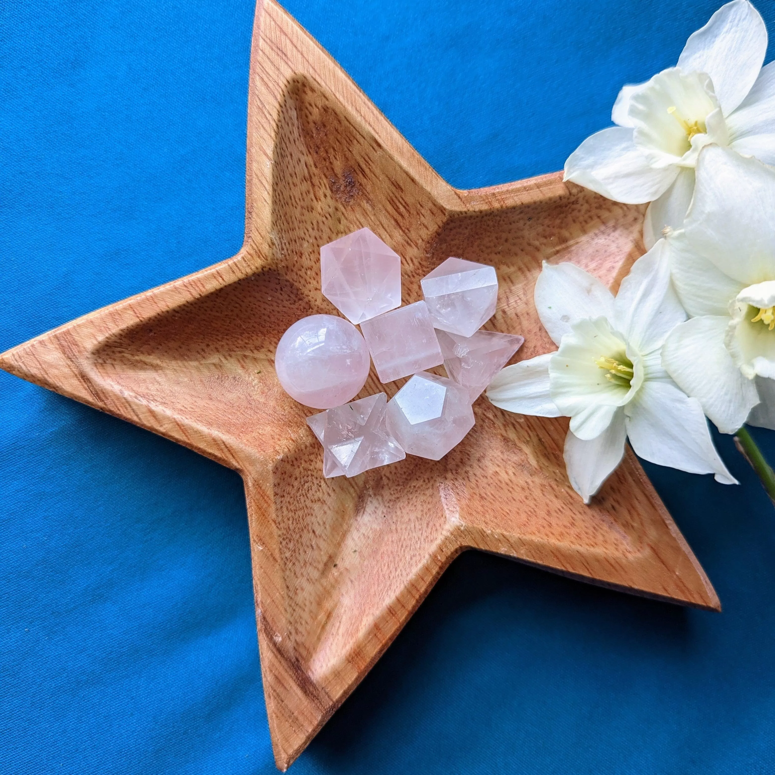 Sacred Geometry (Platonic solids) Rose Quartz~  7 Shape Crystal Set