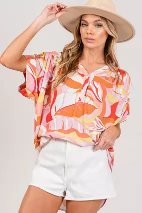 SAGE   FIG Abstract Print Half Button Blouse