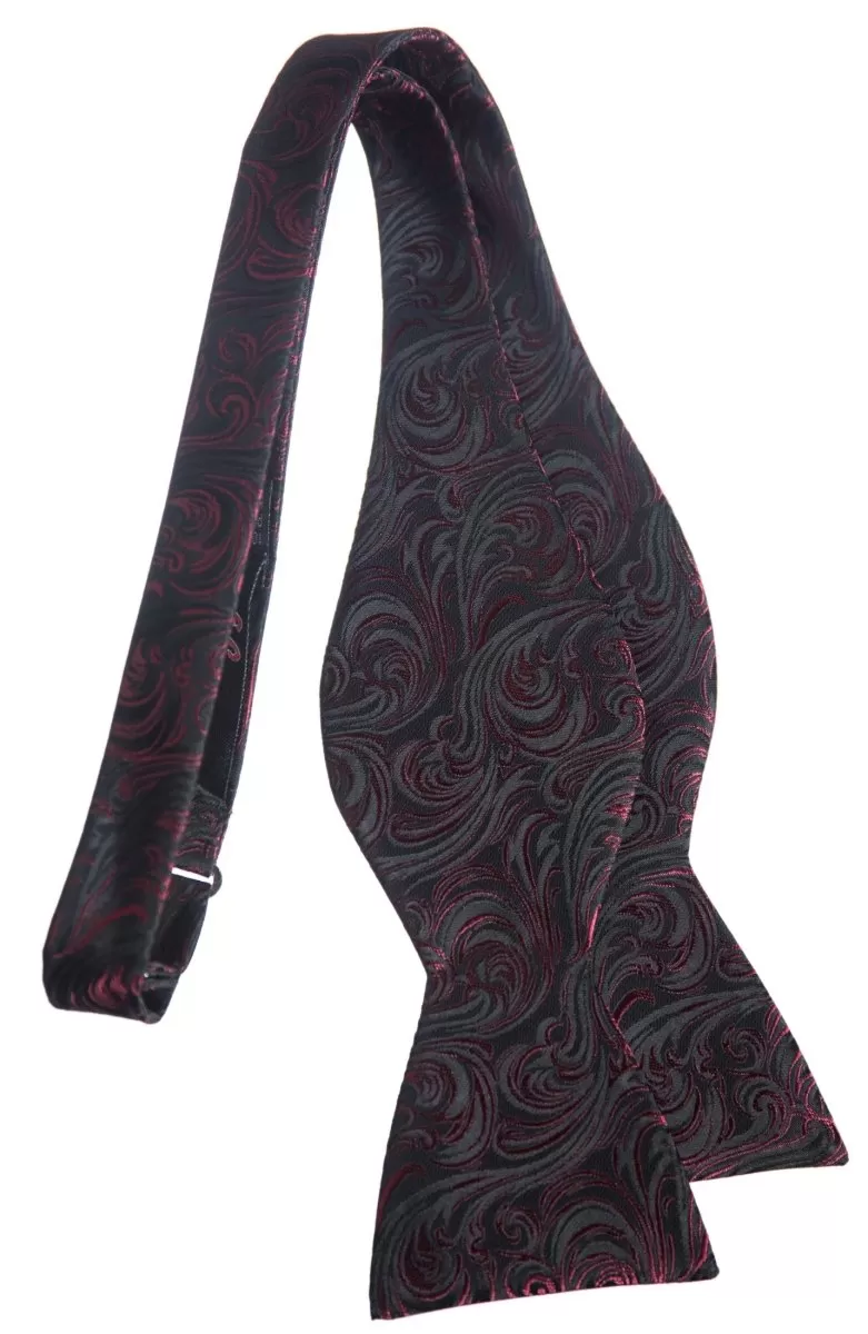 Self Tie Bow Tie with Adjustable Neck Strap of Paisley Jacquard