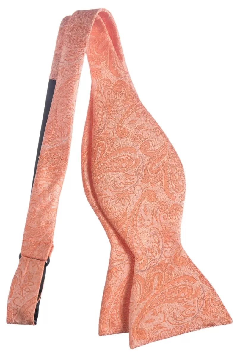 Self Tie Bow Tie with Adjustable Neck Strap of Paisley Jacquard