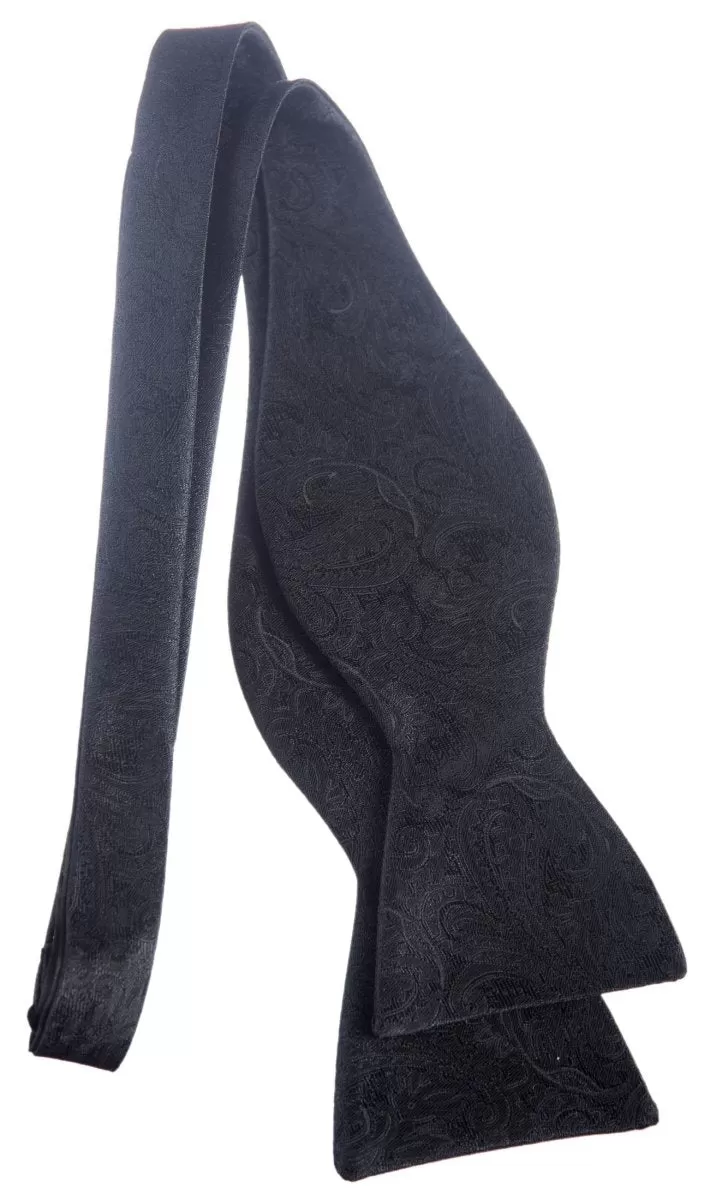 Self Tie Bow Tie with Adjustable Neck Strap of Paisley Jacquard