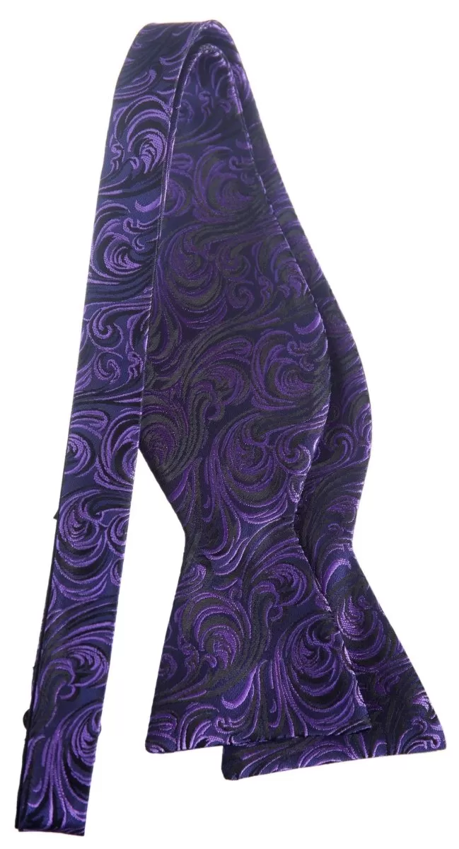 Self Tie Bow Tie with Adjustable Neck Strap of Paisley Jacquard