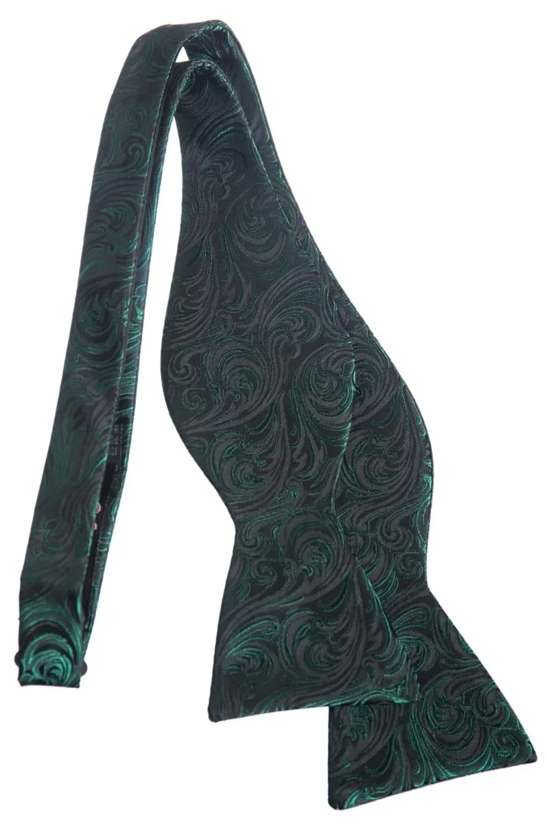 Self Tie Bow Tie with Adjustable Neck Strap of Paisley Jacquard